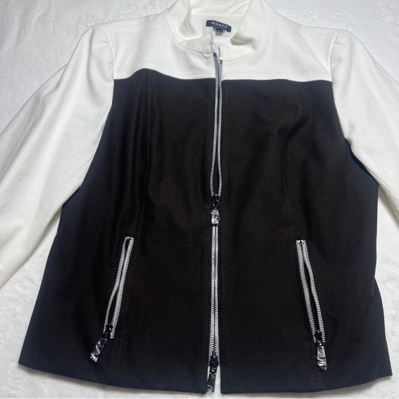 Worth New York Colorblock Zip Black and White Jacket - Picture 3 of 7